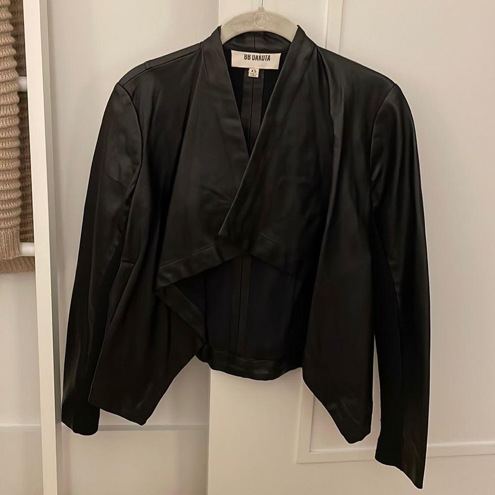 BB Dakota Faux Leather Black Jacket, XS